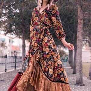 Floral Maxi Dress with Ruffle Hem